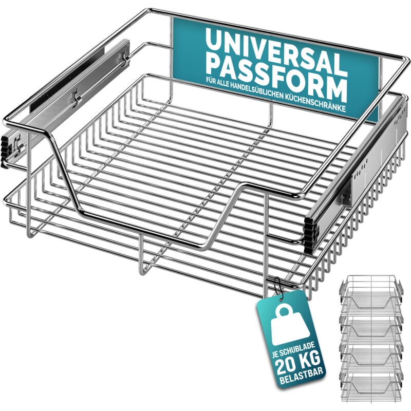 Deuba - casaria® Tiroir télescopique de rangement pour armoire cuisine réfrigérateur 30cm/40cm/50cm/60cm tiroir de cuisine métal 50cm.Set de 4