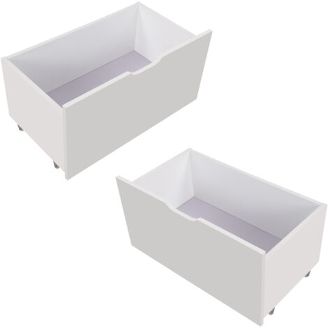 Tiroirs de lit 2 pcs 87x44x15.5 cm avec roulettes pratique en bois blanc