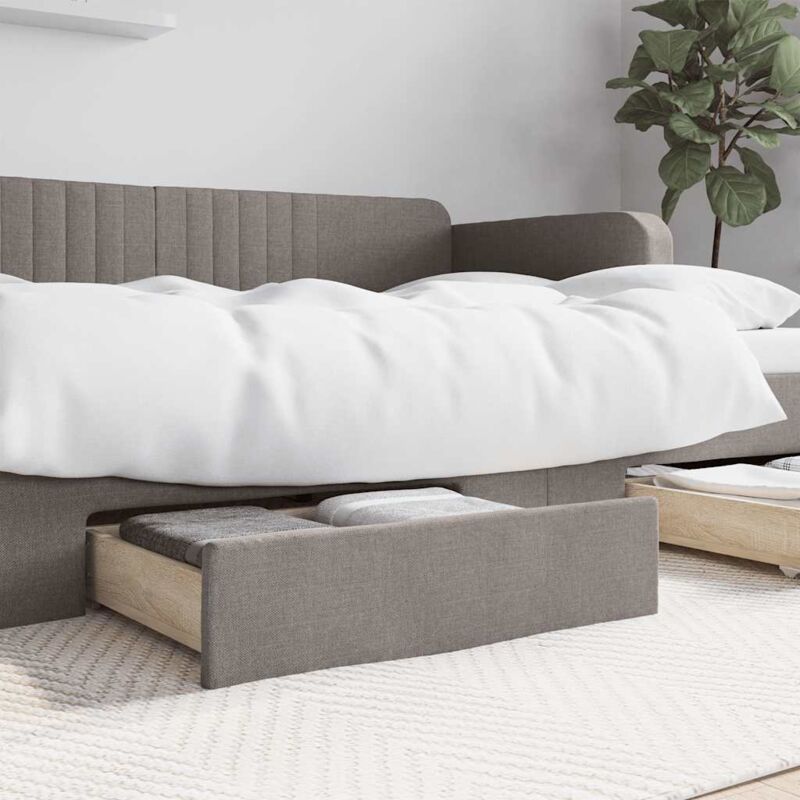 Vidaxl - Tiroirs de lit 2 pcs taupe bois d'ingénierie et tissu