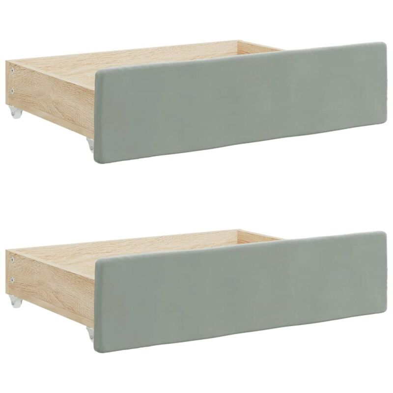 Tiroirs de lit 2 pcs gris clair bois d'ingénierie et velours Vidaxl