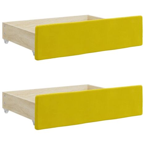 Tiroirs de lit 2 pcs jaune bois d'ingénierie et velours CFW89553