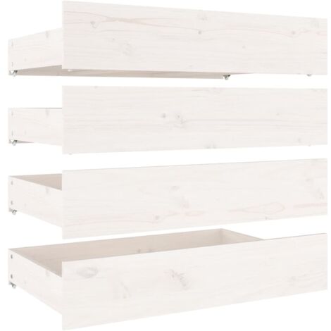 Tiroirs de lit 4 pcs，Conteneurs de rangement sous lit，Boîte de Rangement Blanc Bois de pin massif XZZZ351540