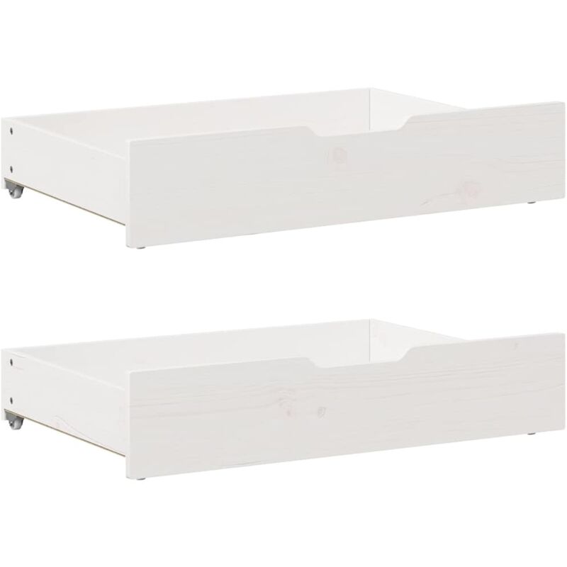 Tiroirs sous le lit 2 pcs blanc 85x55x16 cm bois de pin massif - Vidaxl