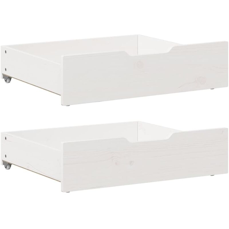 Tiroirs sous le lit 2 pcs blanc 65x55x16 cm bois de pin massif - Vidaxl