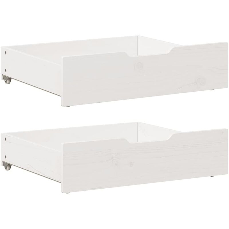 Tiroirs sous le lit 2 pcs blanc 75x55x16 cm bois de pin massif - Vidaxl
