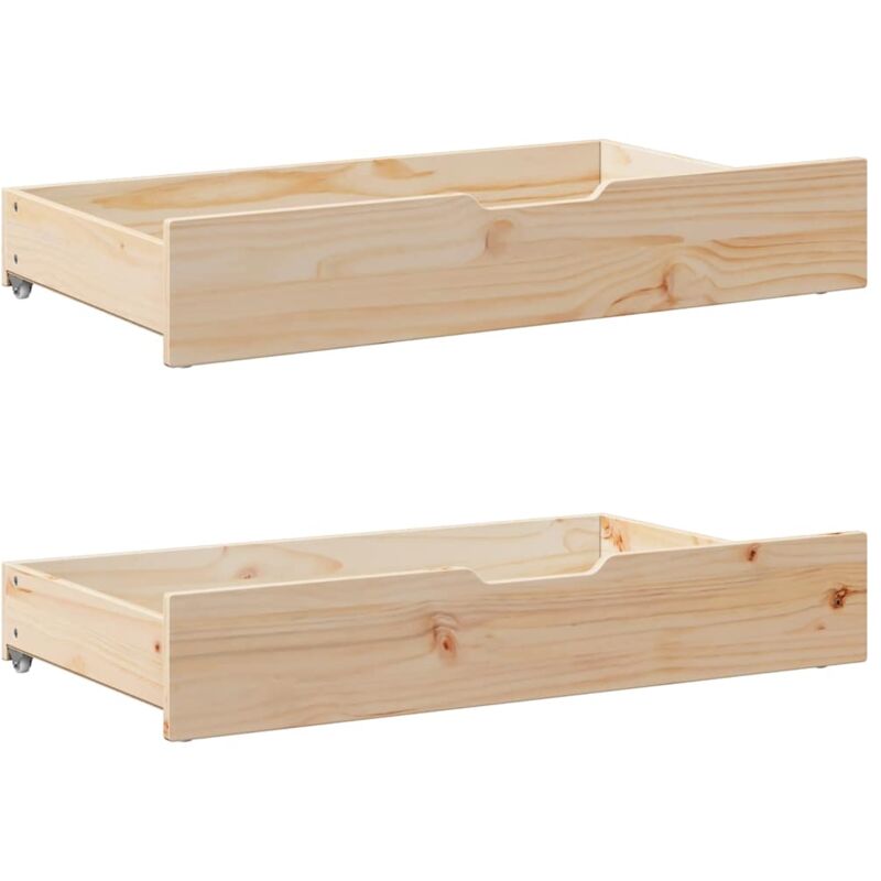 Tiroirs sous le lit avec roulettes 2 pcs 90x55x16 cm pin massif - Vidaxl