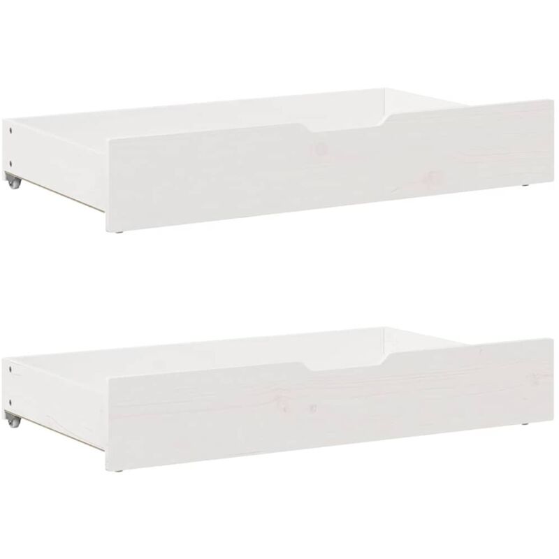 Tiroirs sous le lit 2 pcs blanc 95x55x16 cm bois de pin massif - Vidaxl