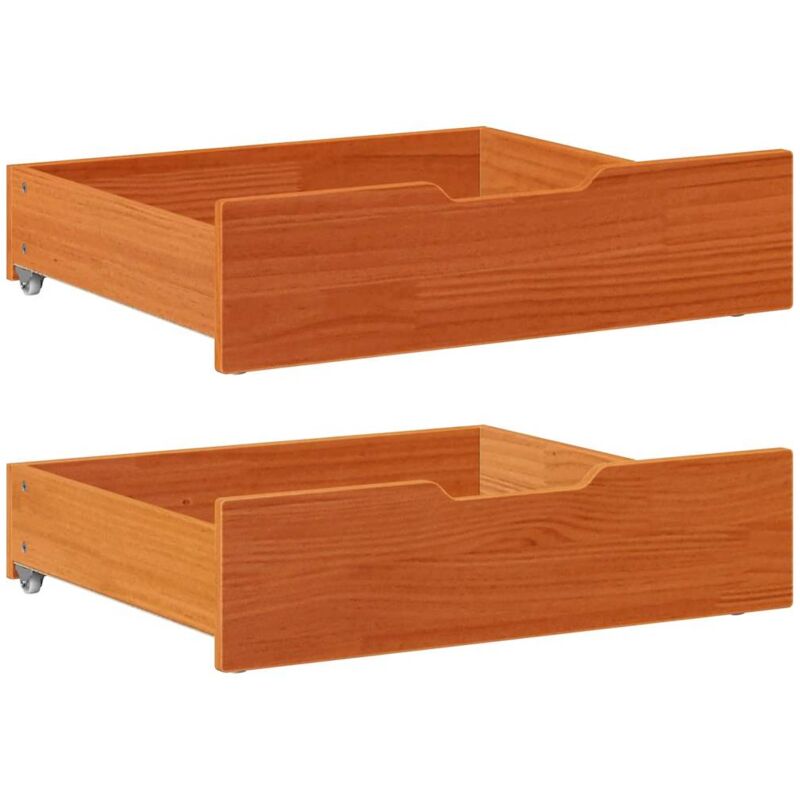 Tiroirs sous le lit 2 pcs brun cire 75x55x17 cm pin massif Vidaxl