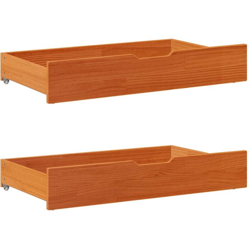 Tiroirs sous le lit 2 pcs brun cire 95x55x17 cm pin massif Vidaxl