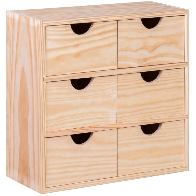 Minibloc 6 tiroirs 32x14x32 cm en bois de pin - Wellhome