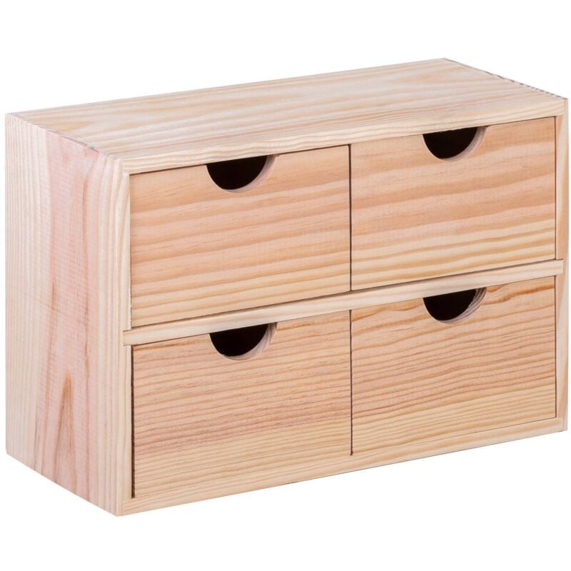 Minibloc 4 tiroirs 32x14x21,5 cm en bois de pin - Wellhome