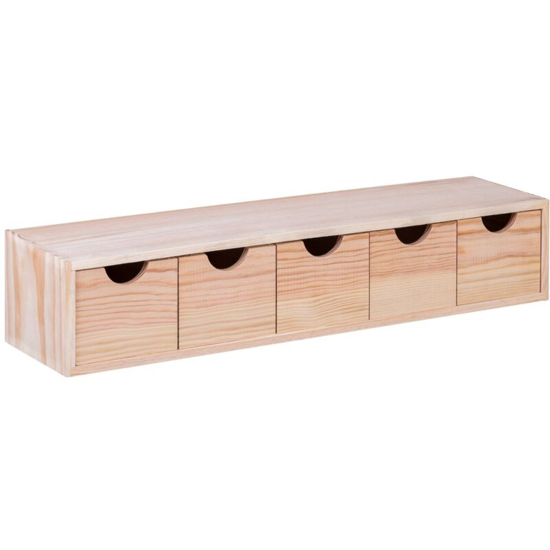 Minibloc 5 tiroirs 57x14x11,3 cm en bois de pin - Wellhome