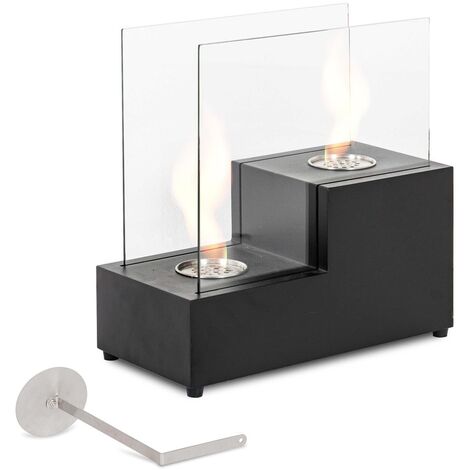 Tisch-Bioethanol-Kamin aus schwarzem Metall 20x40x39h cm
