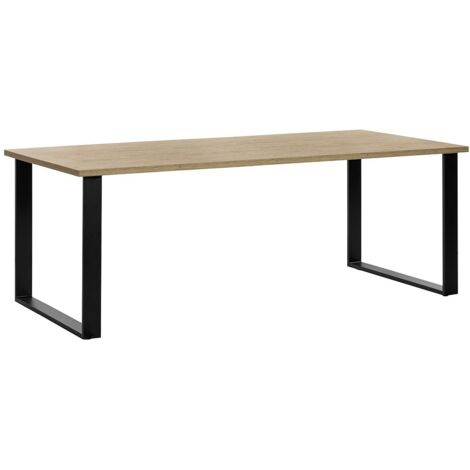 Tisch für 10 Personen für das Esszimmer, Kollektion NEWTON, Farbe Goldenes Eichenholz. Metallbeine.