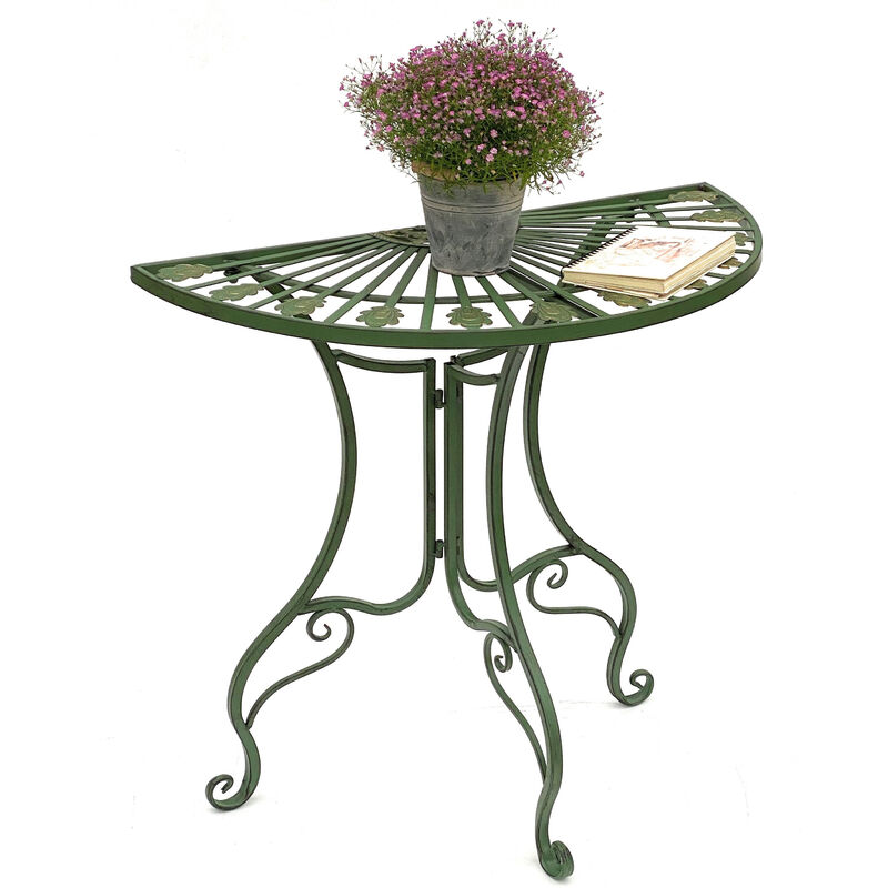 Dandibo - Tisch Halbrund Wandtisch 93995 Beistelltisch Metall 80 cm Gartentisch Halbtisch Halbrundtisch Wandkonsole Konsole Wand
