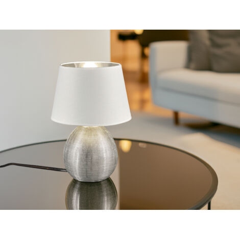 Tisch Lampe Leuchte Schlafzimmer weiß silberfarbig Schreibtsich Wohnraum Reality Leuchten R50631089