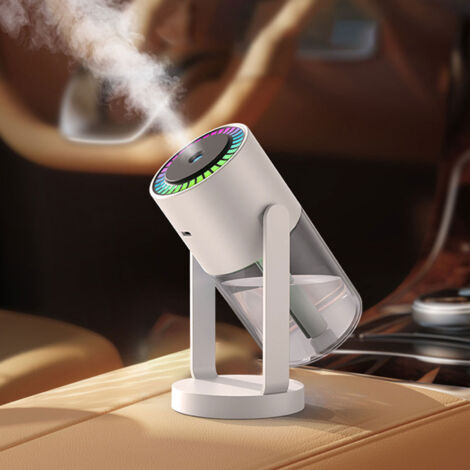 Tisch-Luftbefeuchter mit Aromatherapie-Diffusor, farbiger LED-Beleuchtung und hoher Kapazität für Zuhause, Büro und Auto – Weiß