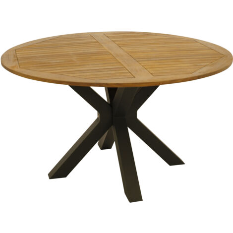 Tisch MADEIRA 130cm rund, Metall anthrazit + Akazie geölt, FSC®-zertifiziert