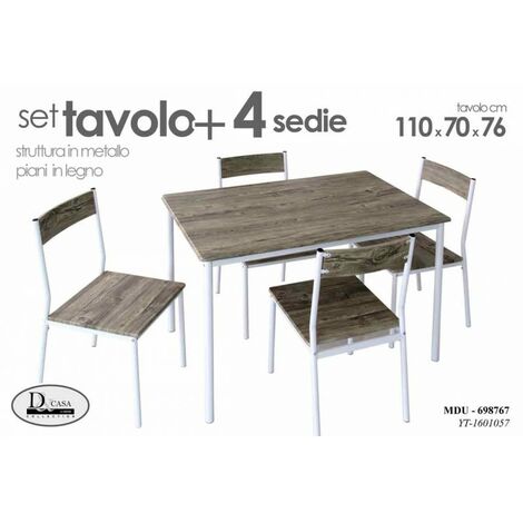 Tisch mit 4 Stühlen Metallgestell 110x 70x 76 h