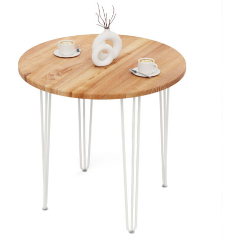 Tisch rund 80 cm Stärke: 28mm, Farbe: Dunkel, Beine: Elfenbein