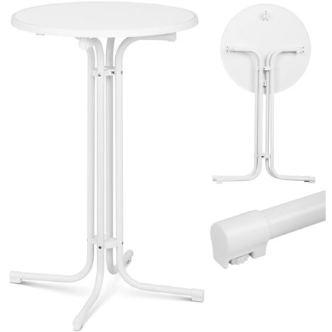 Tisch, runder, hoher, klappbarer Stehtisch, Durchm. 70 cm hoch 110 cm weiß