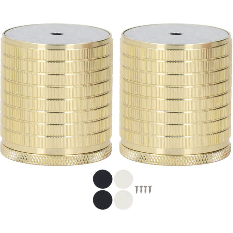 Tisch- und Sofabeinerhöhungen [2-teiliges Set] – Höhenverstellsystem 43–75 mm aus glänzendem Goldmetall