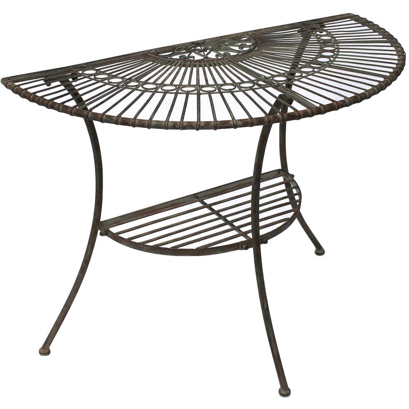 Dandibo - Tisch Halbrund Wandtisch Malega 100531 Beistelltisch aus Metall 100 cm Gartentisch Halbtisch Halbrundtisch Wandkonsole Konsole Wand