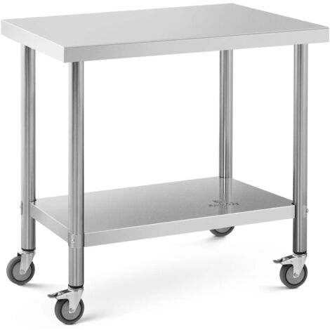 Tischarbeitsplatte auf Rollen, 2 Ebenen, 60 x 90 cm, Stahl, bis zu 145 kg