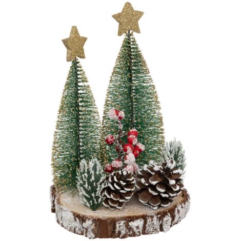 Tischbaum Komposition auf Rundholz 21cm - Feeric lights & christmas