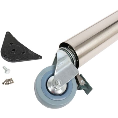 Tischbein Möbelfuss auf Rolle mit Bremse ø 60mm Höhe 710 mm Weiss Tischfuss