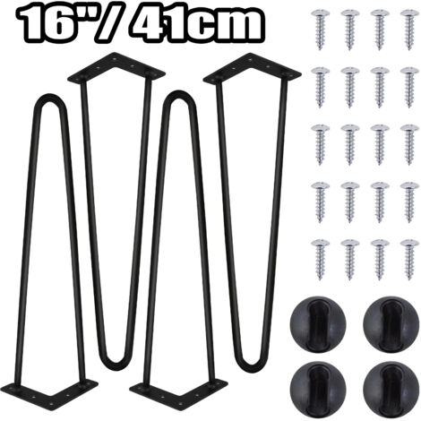 Tischbeine 4er-Set Hairpin Leg Haarnadelbeine Schwarz Tischgestell Stahl 41cm