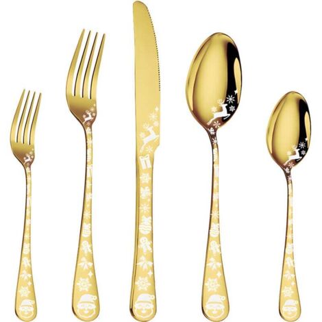 Tischbesteck-Set, 40-teilig, Edelstahl, inklusive Steakmessern – Gold
