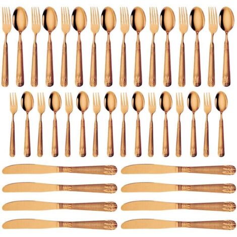 Tischbesteck-Set, 40-teilig, Edelstahl, inklusive Steakmessern – Roségold