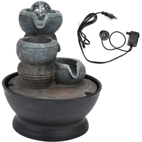 Tischbrunnen für den Innenbereich mit LED-Lichtkugel, dekorativer Wasserfall für Büro oder Zuhause, ideales Geschenk, EU-Stecker 220–240 V