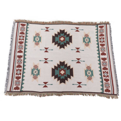 Tischdecke im Ethno-Stil, Retro-Baumwolldecke, vielseitiges Picknick-/Strandzelt, 180 x 130 cm.