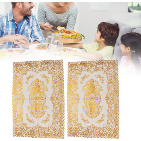 [Tischdecken-Set] [2-teilig] [PVC] [Gold] [30 x 45 cm] [Hitzebeständig] [Rutschfest]