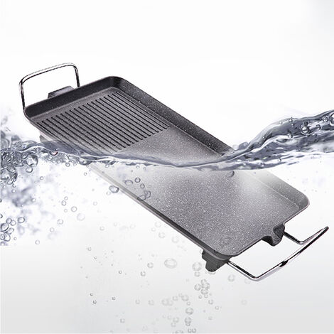 Tischgrill Elektrogrill Grillplatte Antihaftbeschichtung Thermostat 1355W schwarz