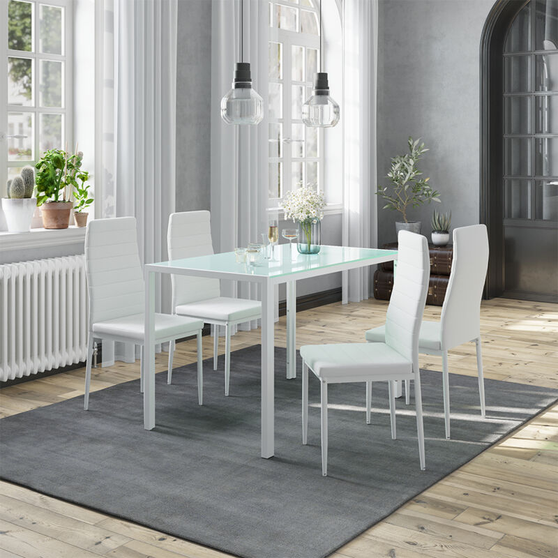 Vicco - Esstischset Grand, Weiß, 120 X 75 Cm Mit 4 Stühlen