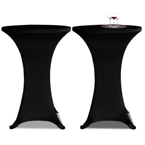 Tischhülle Ø 70 cm Schwarz dehnbar 2 Stk.