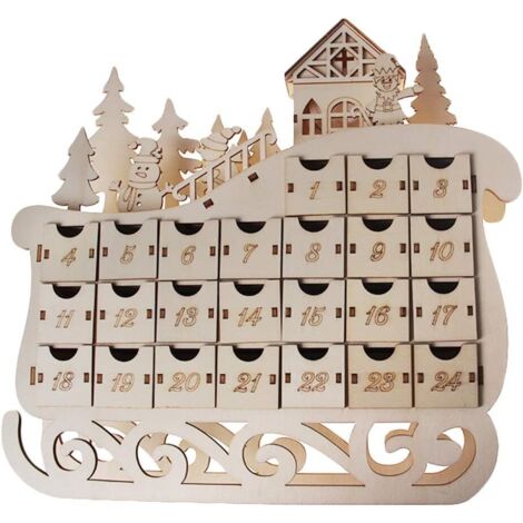 Tischkalender aus Holz, geeignet für Zuhause, Büro, Freizeit, Schlittenfahrten,