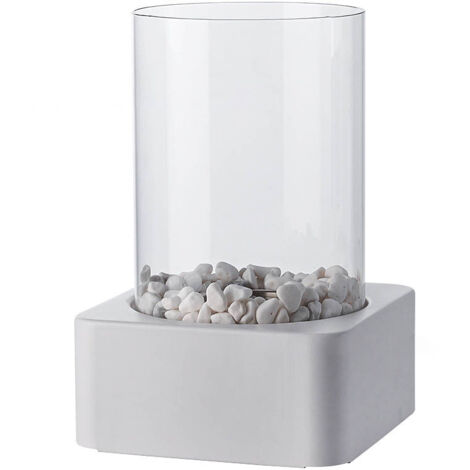 Tischkamin, 0.24L brennende Tankkapazität, Outdoor tragbare echte Feuer Mantel Licht, Heizung Home Decor Ambient Light, weiß