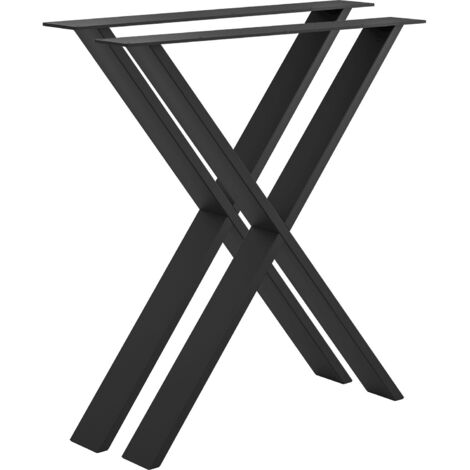 Tischkufe Etsi X-Form 700 mm Stahl schwarz pulverbeschichtet strukturiert - RAL 9005 - Tragkraft 100 kg/Kufe - 2er-Set