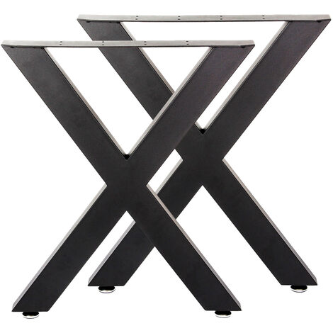 Tischkufen Tischbeine im X-Profil 72x60cm schwarz pulverbeschichtet Tischgestell Tischfüße - schwarz