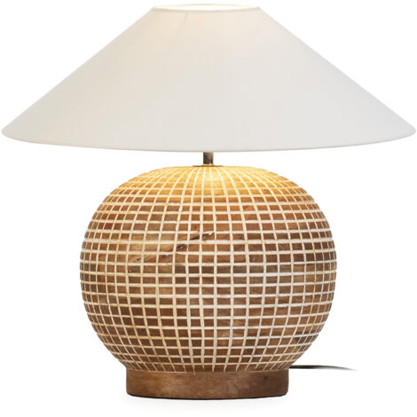 Tischlampe 24X24X35 Naturholz/Weiß gewaschen