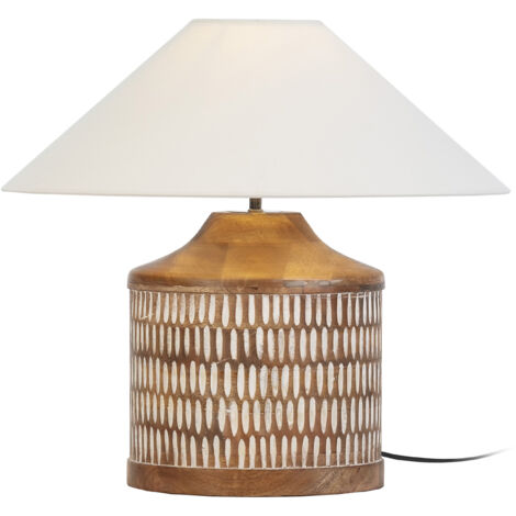 Tischlampe 27X27X35 Holz weiß gewaschen/Ohne Lampenschirm