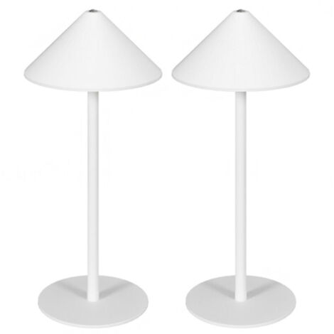 Tischlampe 2er Set Tischleuchte mit 3 Lichtfarben, Aufladbare USB A+C Nachttischlampe mit Touch-Schalter für Wohnzimmer, Schlafzimmer Metall, Weiß