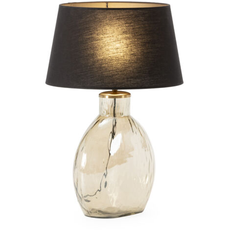 Tischlampe 30X7X30, glänzendes graues Glas, ohne Schirm