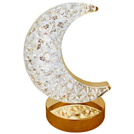 Tischlampe aus Acrylglas mit Sternenmotiv, sanftes USB-Licht für Schlafzimmer und Dekoration, 10x18cm/10x16cm, Gold (300g)