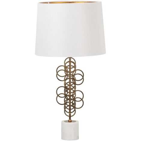 Tischlampe aus weißem und goldenem Metall, 36 x 36 x 71 cm