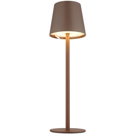 Tischlampe Außenleuchte dimmbar LED Tischleuchte Akku USB Gartenleuchte, Metall Kunststoff braun opal, 3W 130Lm warmweiß, DxH 10,6x36 cm